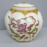 A Royal Worcester pot pourri and cover, 1313 backstamp, lacking outer top