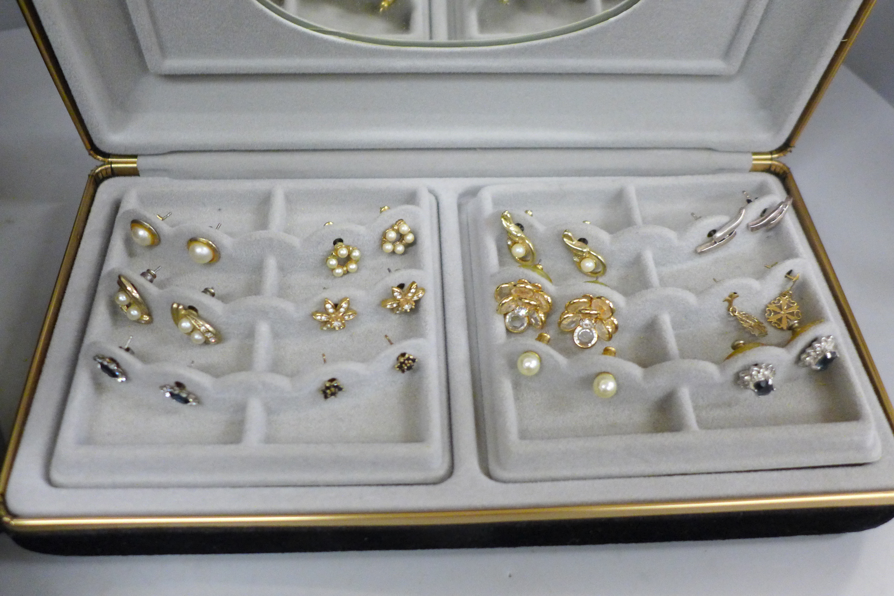 Costume jewellery including silver rings and earrings and a box of earrings, some pairs 9ct gold - Image 2 of 6