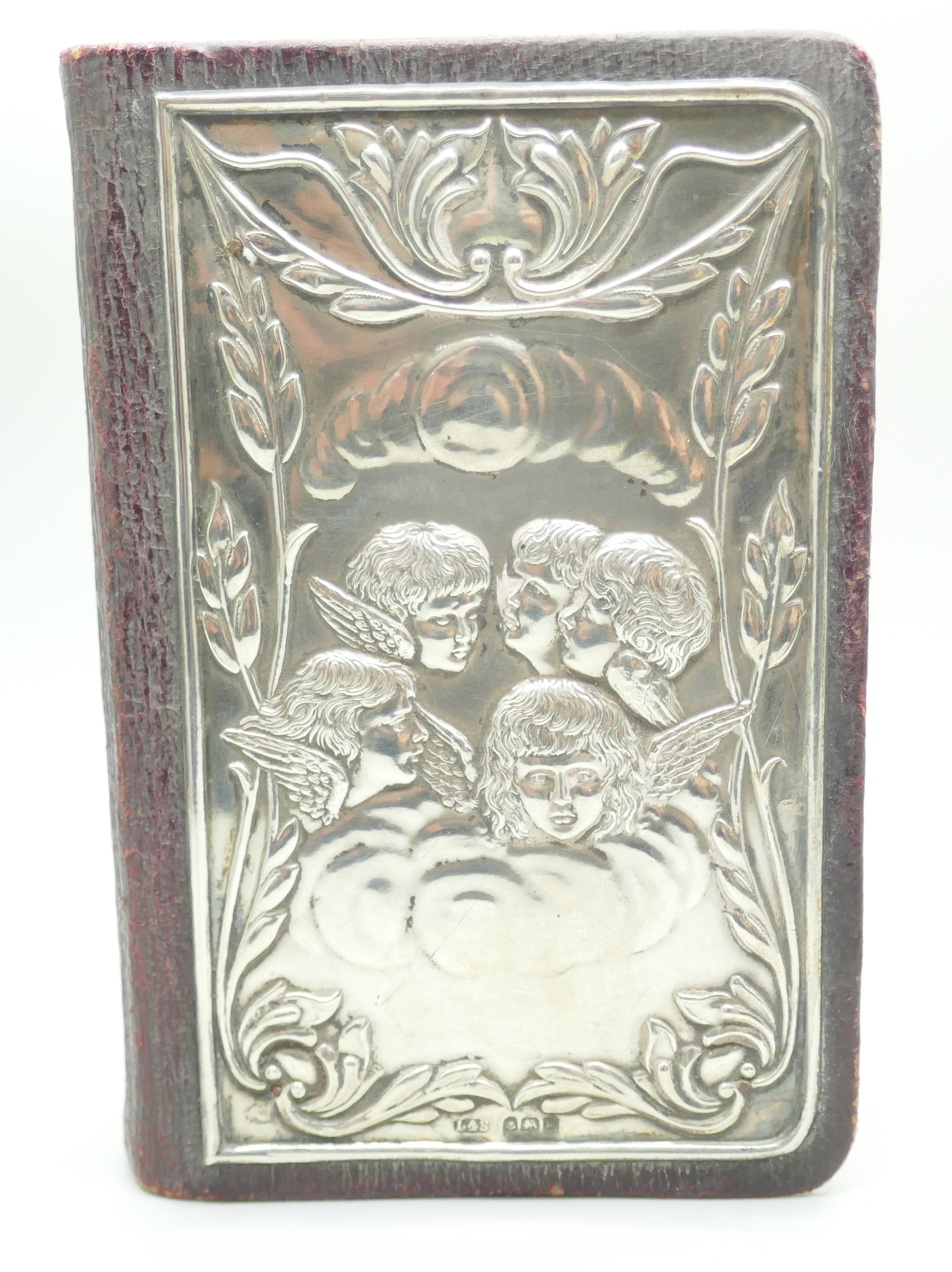 A silver fronted Longfellow Birthday Book, with Reynolds Angels detail