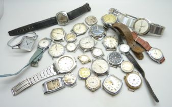 Assorted gentleman's and lady's mechanical wrist watches, includes Seiko Sportsmatic, a/f, Rotary,