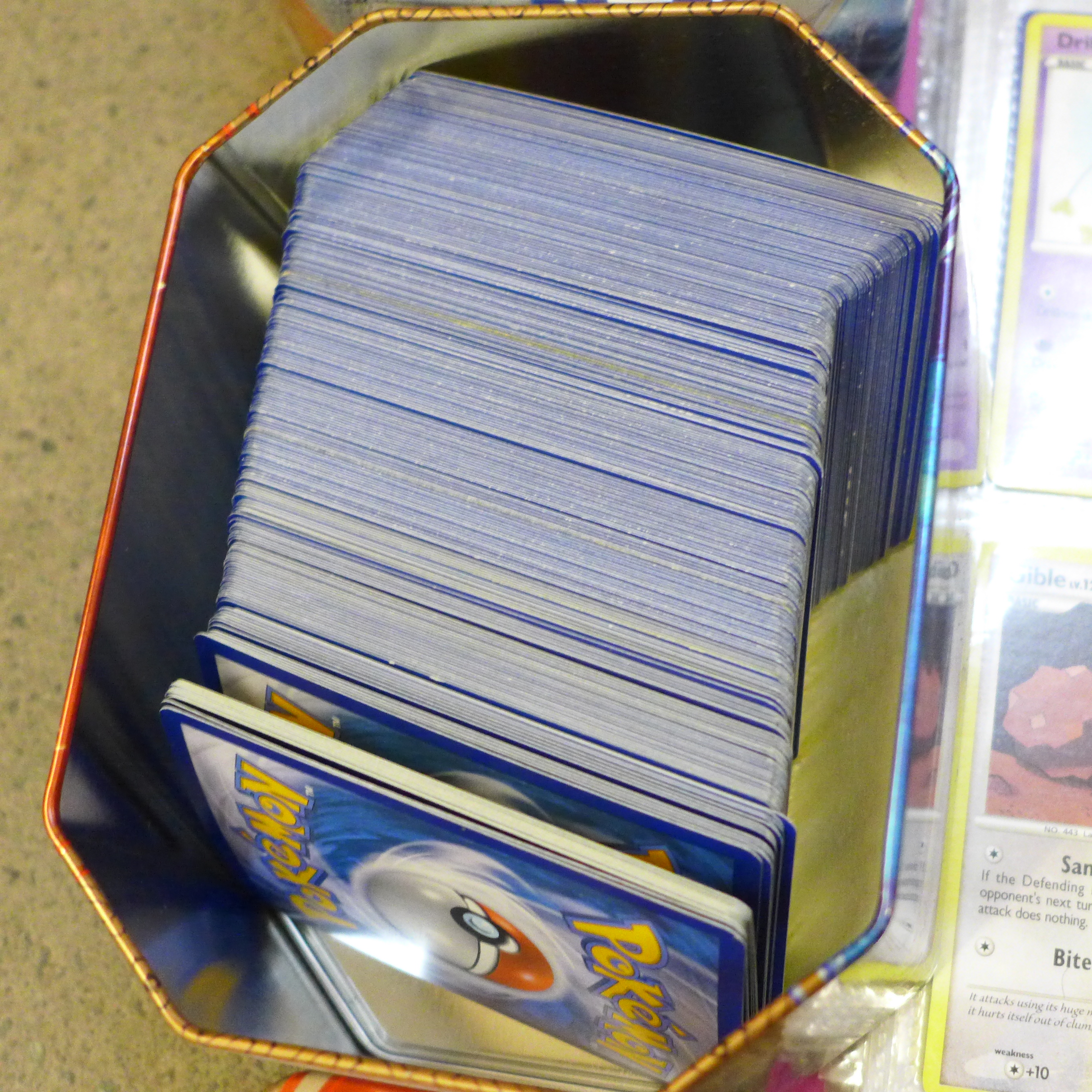 A large collection of Pokemon cards including six tins containing cards, a box of cards, other - Image 6 of 7