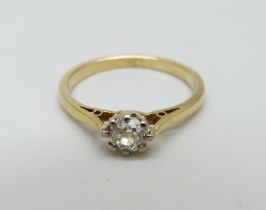 An 18ct gold and diamond solitaire ring, 2.3g, L, over 0.25ct diamond weight