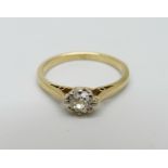 An 18ct gold and diamond solitaire ring, 2.3g, L, over 0.25ct diamond weight