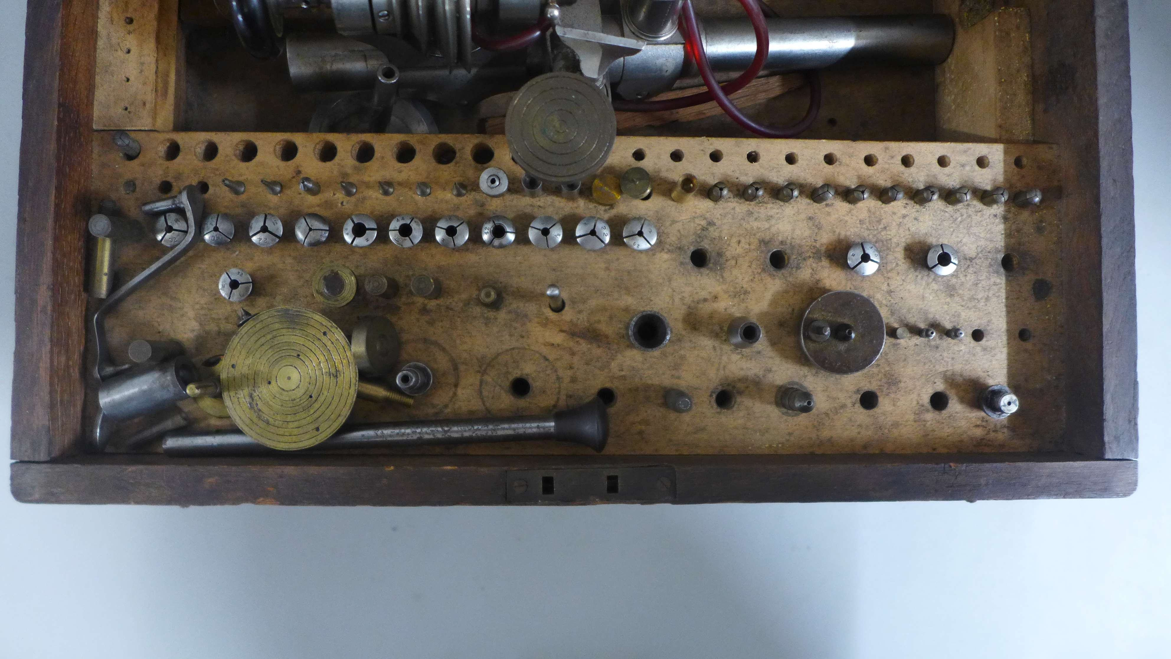 A watchmakers lathe, Lorch Schmidt & Co. with chucks, collets, etc, cased - Image 3 of 3