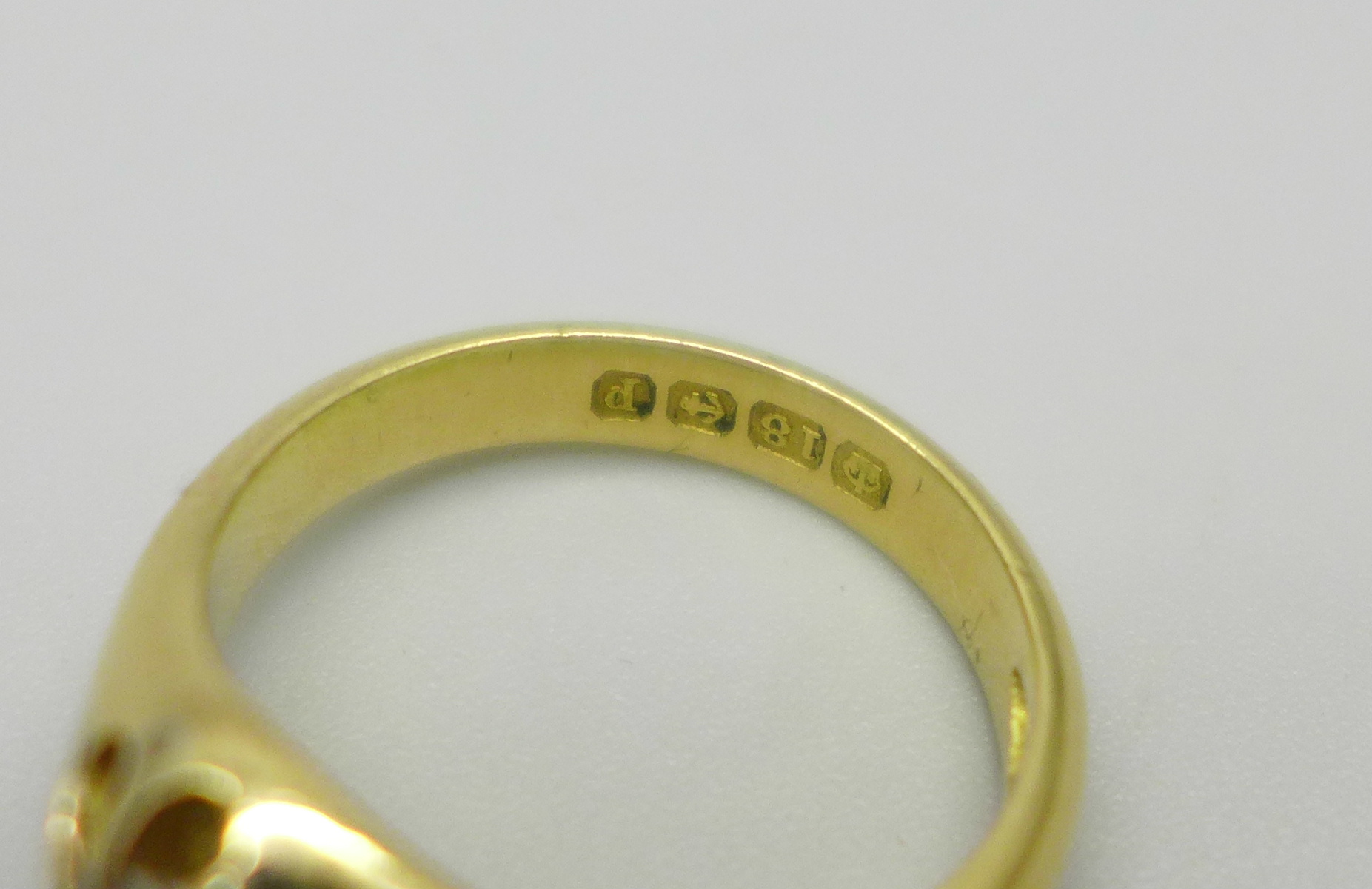 An 18ct gold and diamond ring, Birmingham 1914, approximately 0.5ct diamond weight, 5.9g, L - Image 4 of 4