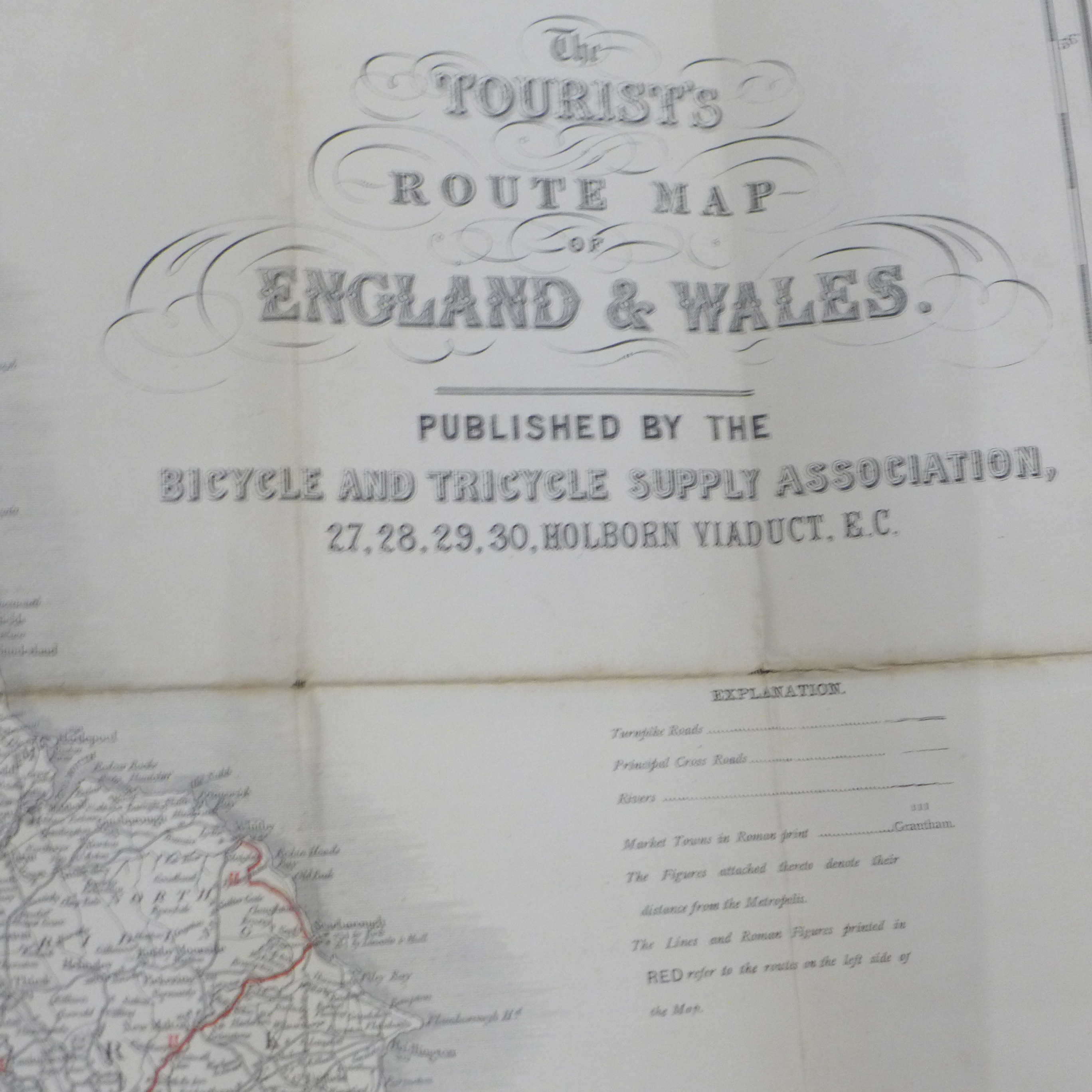 The Tourist's Route Map of England and Wales, Published by The Bicycle and Tricycle Supply - Image 6 of 7