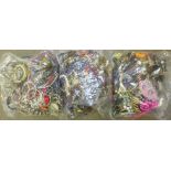 Three large bags of costume jewellery