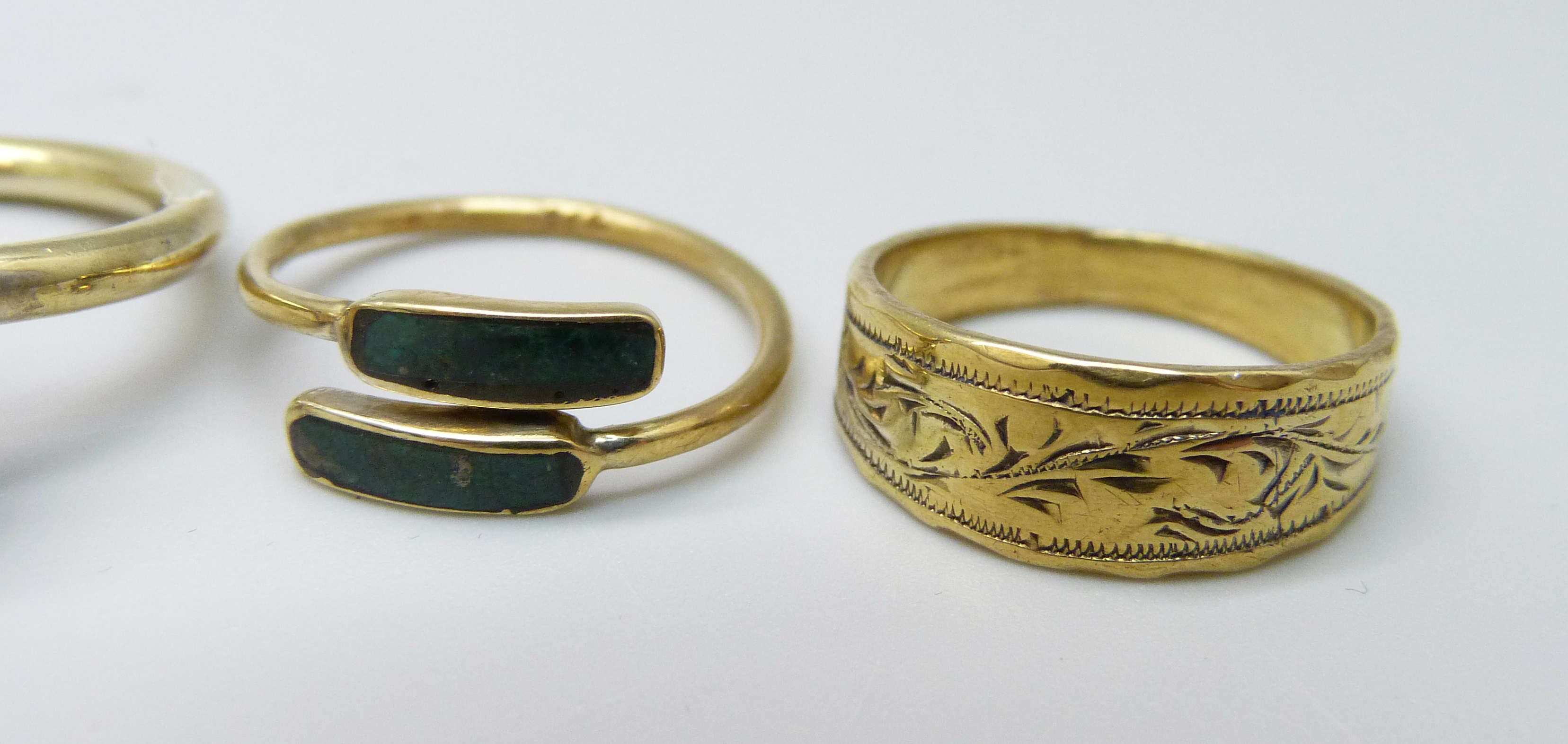 Three silver gilt rings, K, M and P - Image 2 of 4