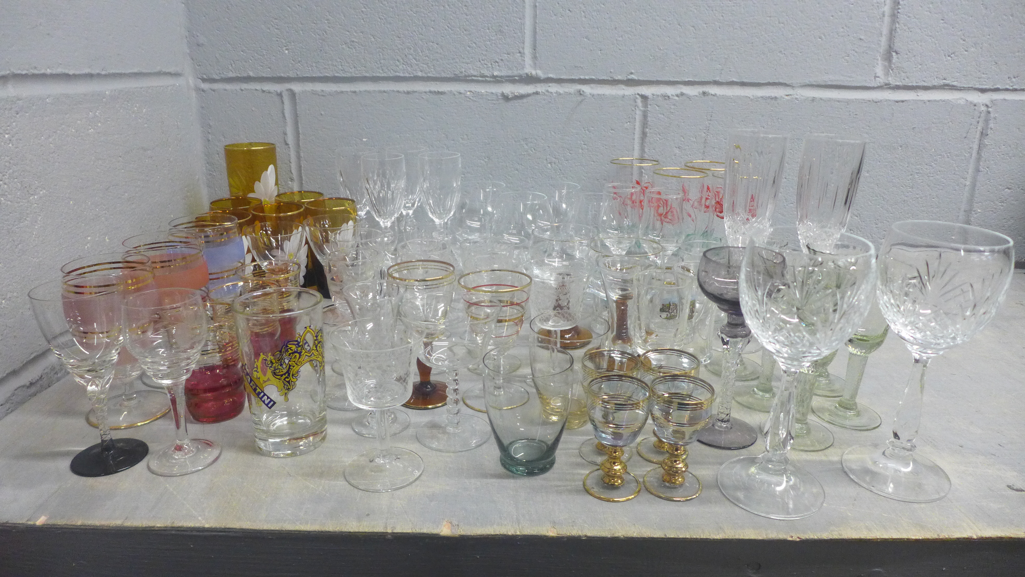 Two boxes of mixed Art Deco and later drinking glasses, various shapes and sizes **PLEASE NOTE