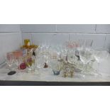 Two boxes of mixed Art Deco and later drinking glasses, various shapes and sizes **PLEASE NOTE