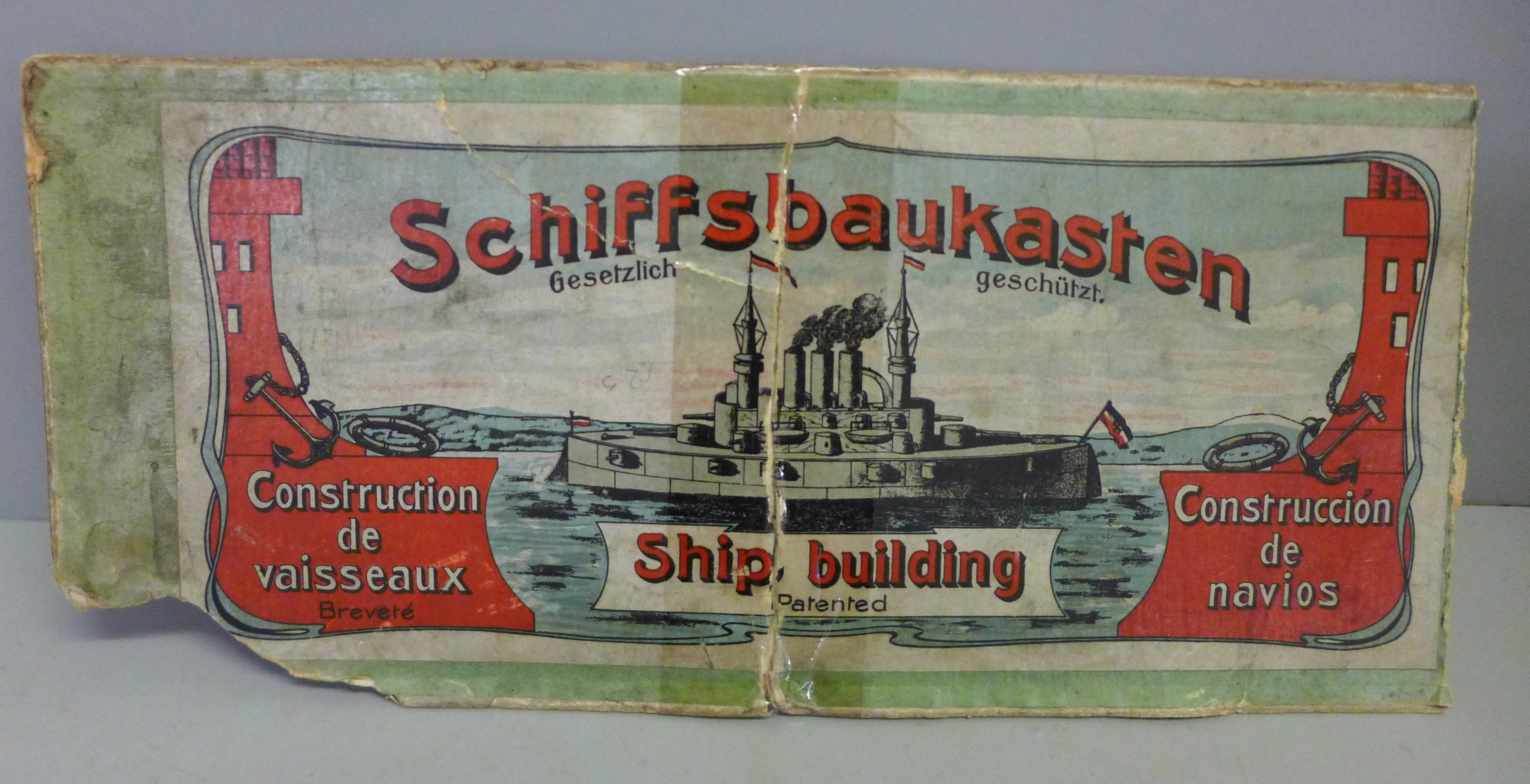 An early 20th Century wooden shipbuilding game and instructions - Image 6 of 6