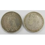 An 1822 George IV Tertio crown and an 1889 Victoria crown