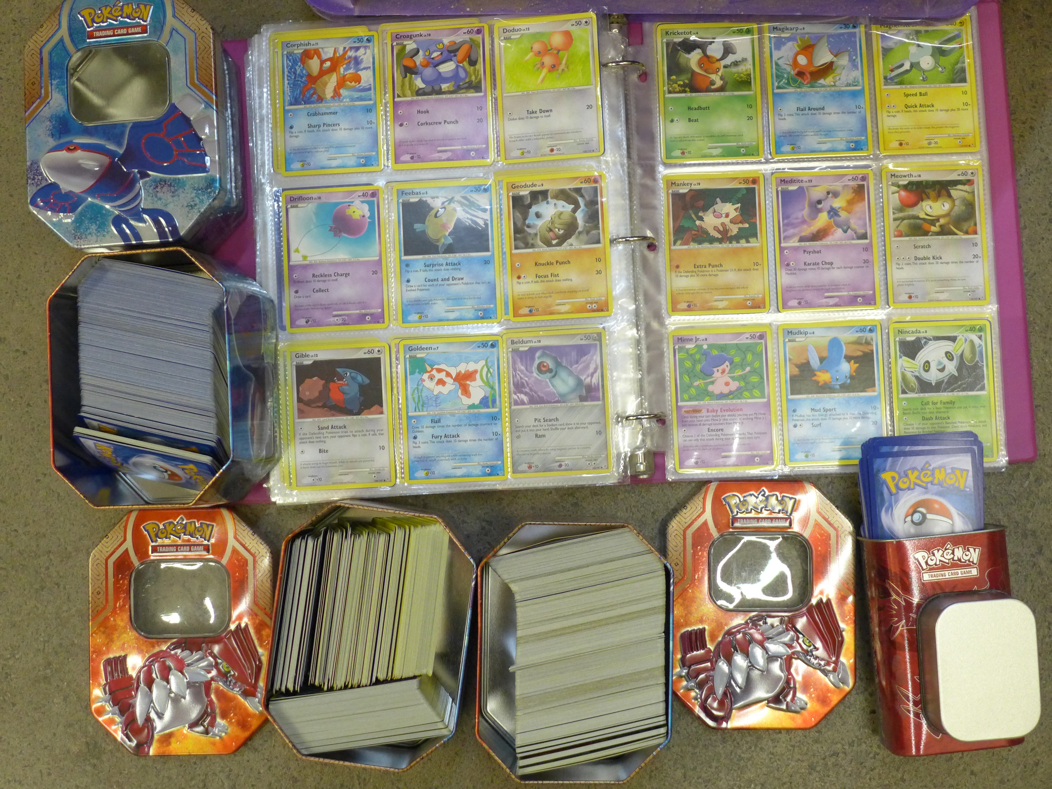 A large collection of Pokemon cards including six tins containing cards, a box of cards, other - Image 2 of 7