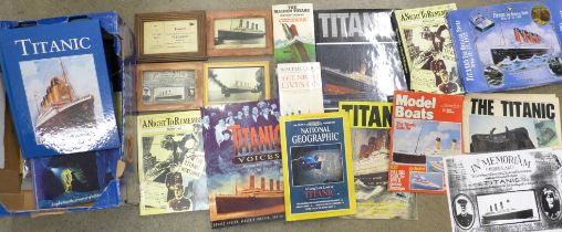 Titanic reproduction photographs, postcards and related books