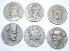 A complete set of 6 large bronze Dickens Land London 1941 medals