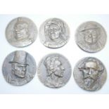 A complete set of 6 large bronze Dickens Land London 1941 medals