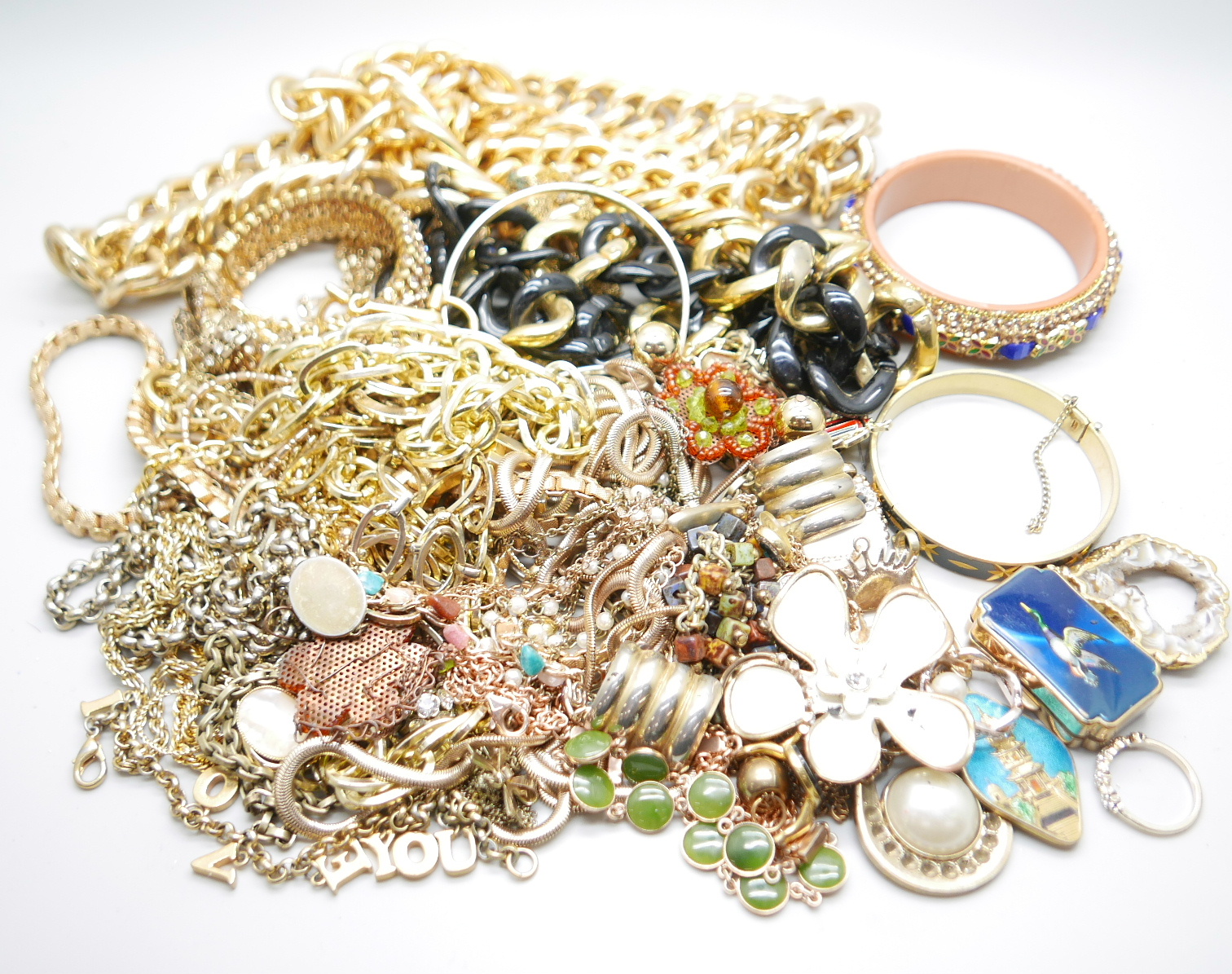 A collection of gold-tone jewellery including rolled gold