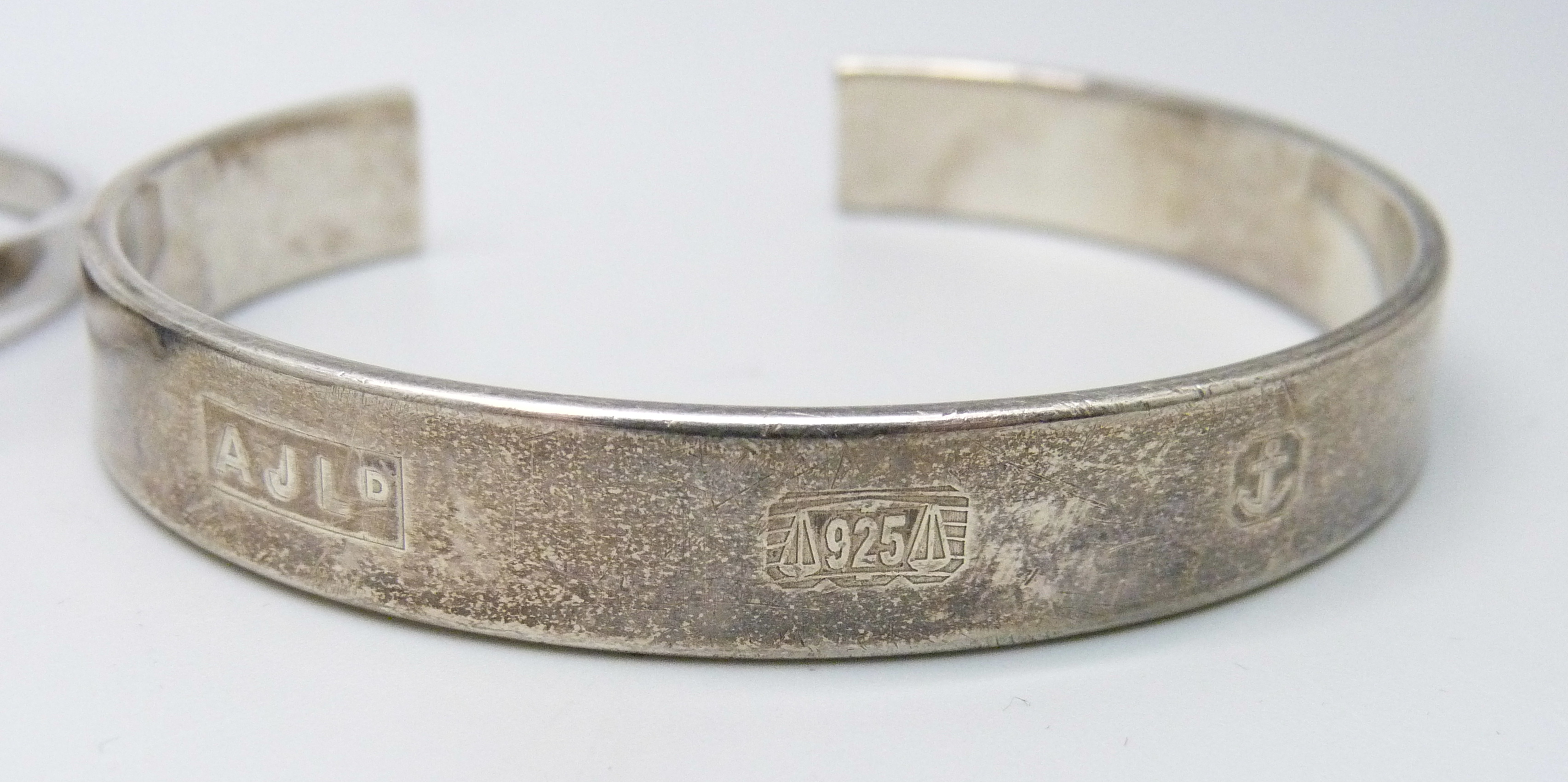 Four silver bangles, 115g, (one smaller size) - Image 2 of 6