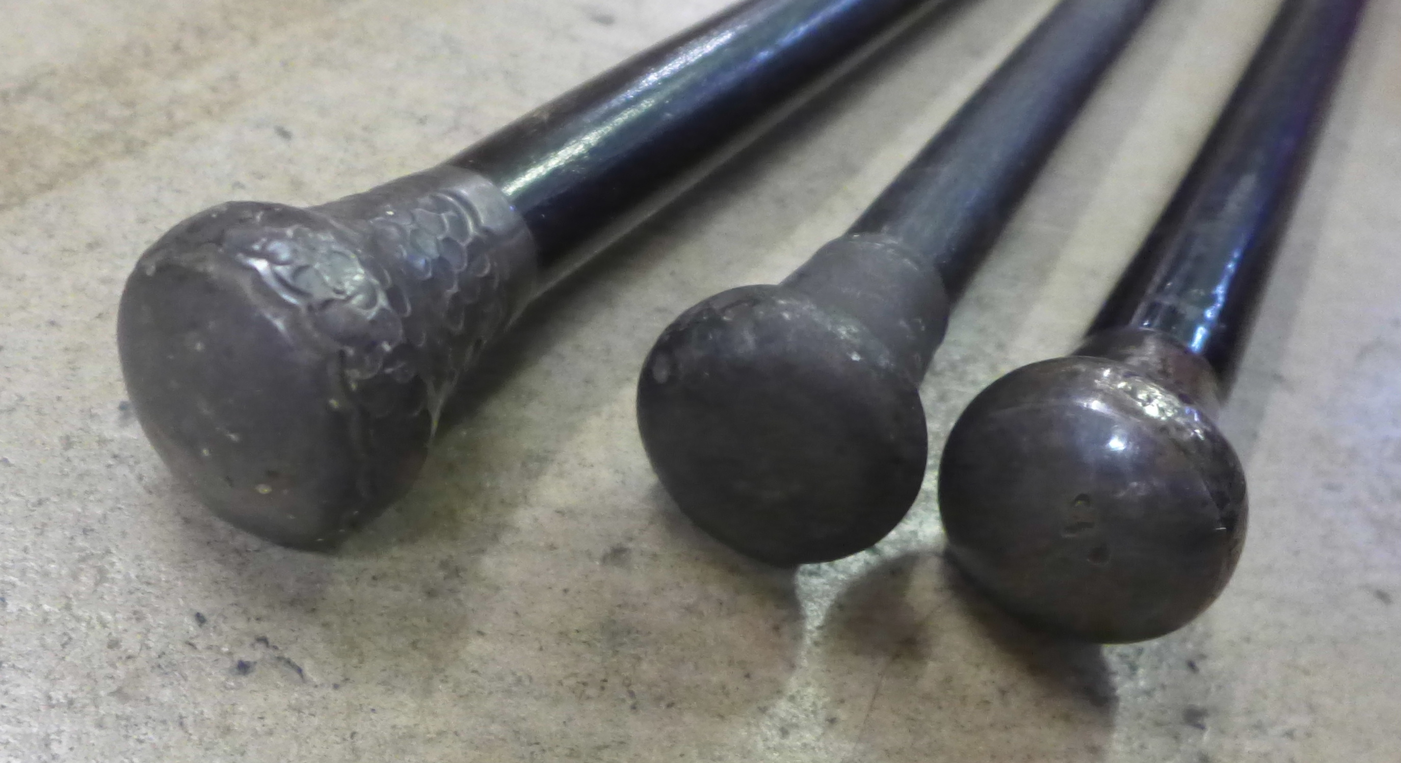 Three silver topped walking canes - Image 3 of 3