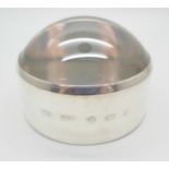 a silver mounted desk magnifying glass/paperweight