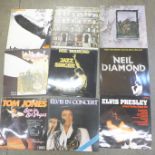 A collection of LP records, Led Zeppelin, Tom Jones, Neil Diamond, etc.