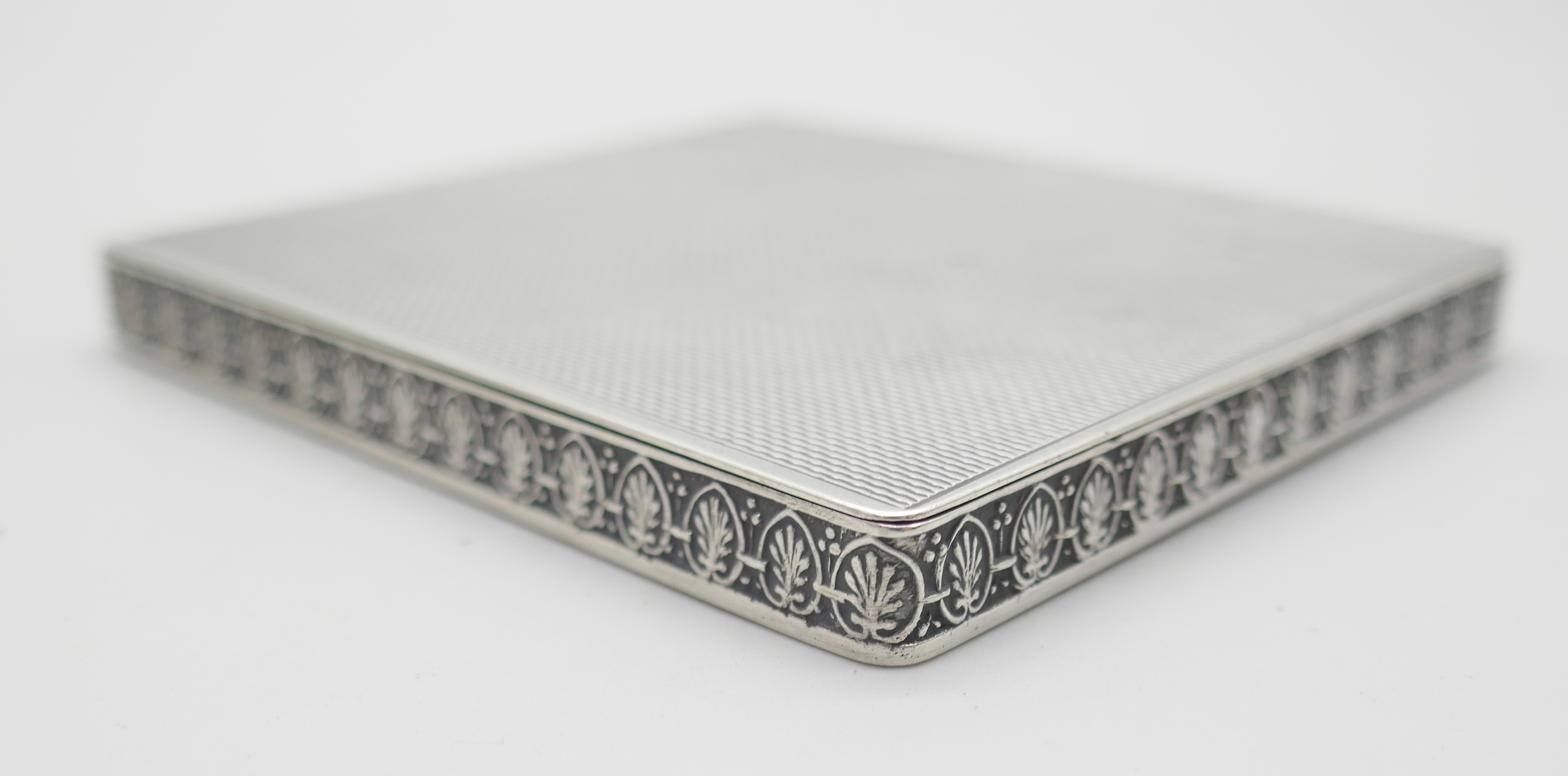 An Art Deco silver case, London 1946, 95g, 71mm x 79mm - Image 3 of 5