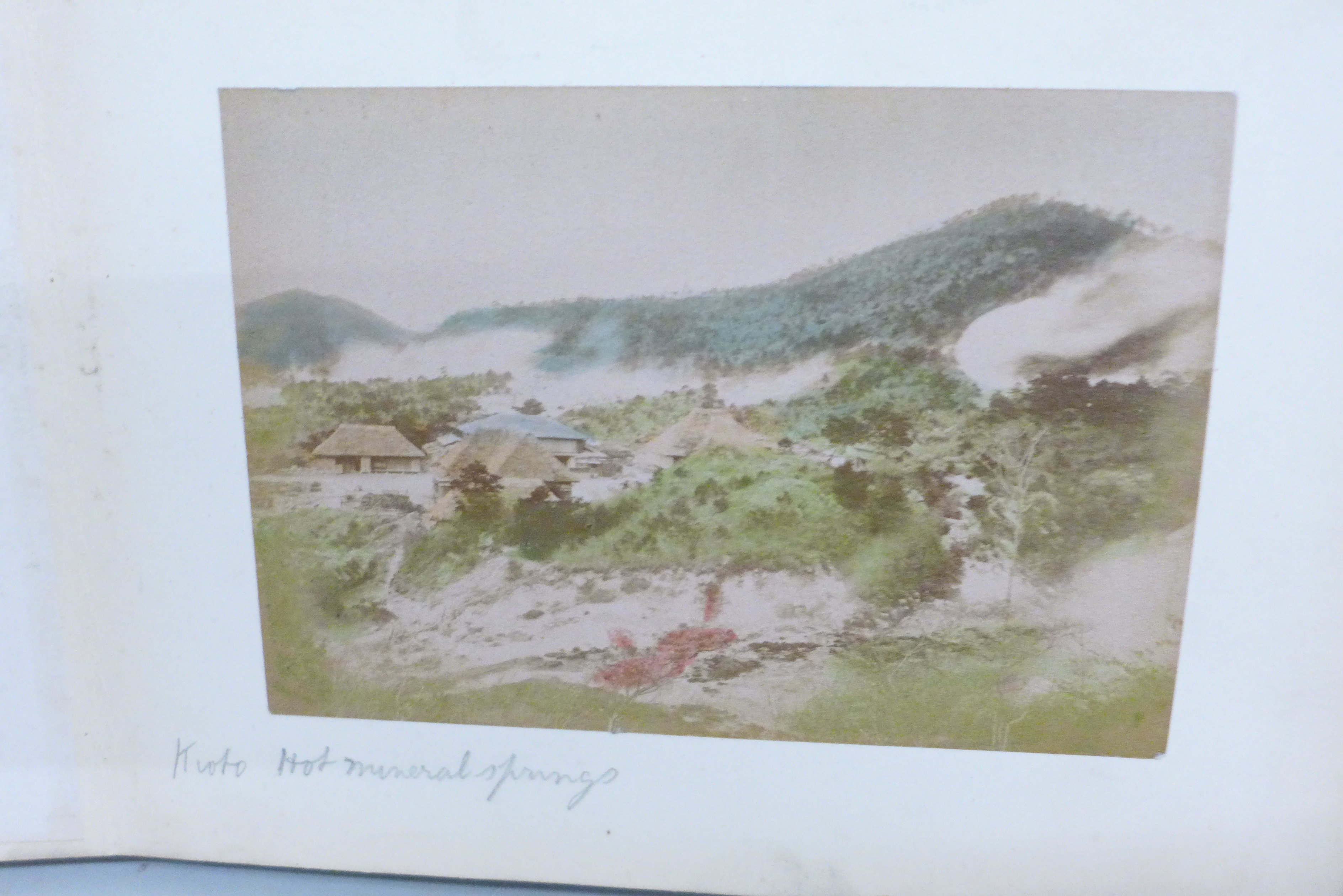 A Japanese lacquered photograph album with Japan photographs including Kobe, Yokohama, Kyoto, Cherry - Image 5 of 8