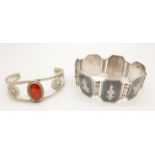 A Mexico silver bangle and a 925 silver bracelet