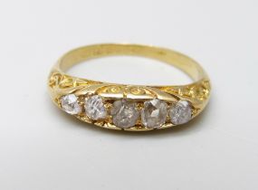 An Edward VII 18ct gold and diamond ring, Birmingham 1902, 3g, M