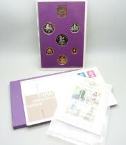 A 1980 First day cover with London 1980 Post Office Miniature Sheet and a 1980 Coinage of GB and