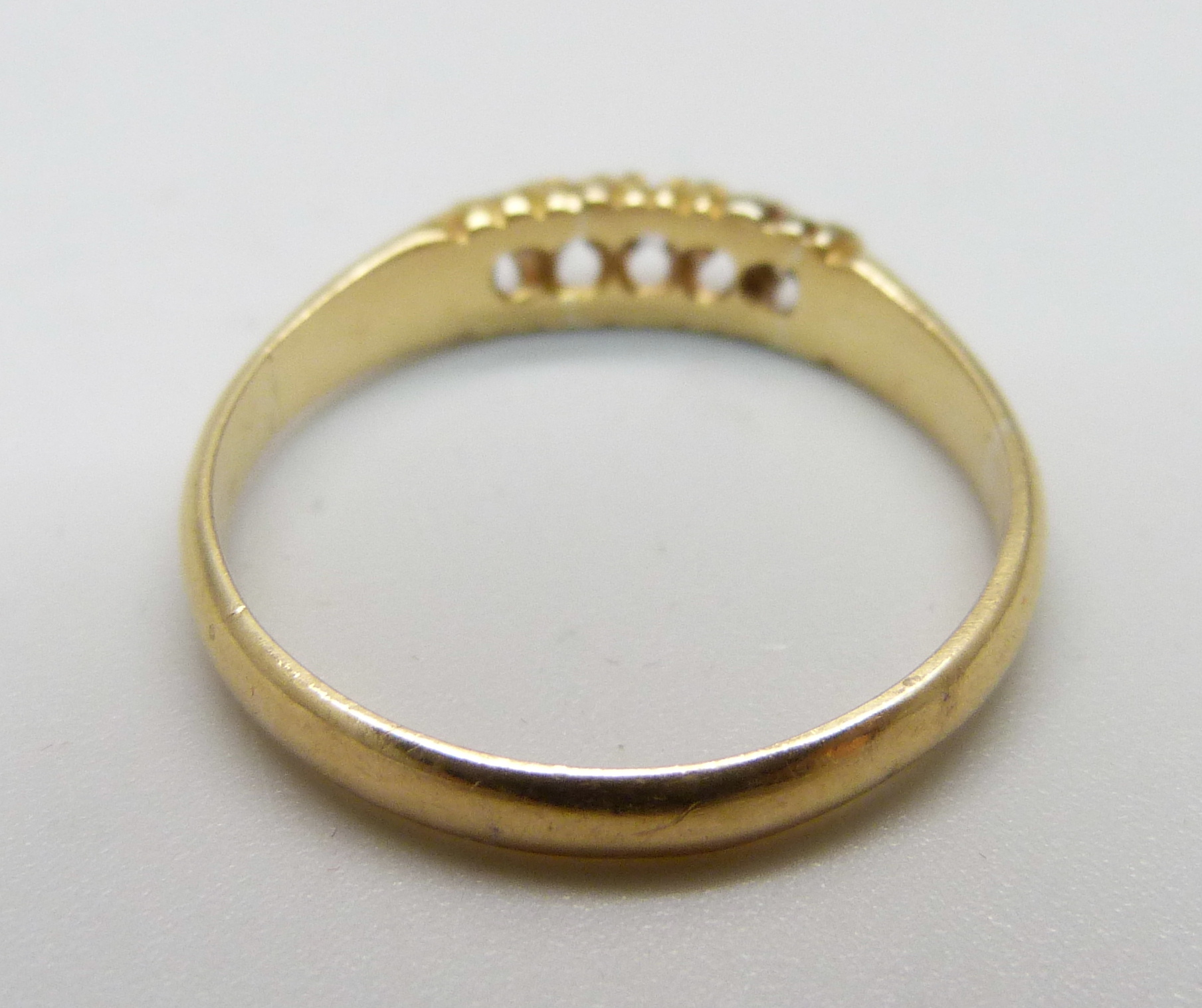 A Victorian 18ct gold and diamond ring, Birmingham 1891, 2.8g, R - Image 3 of 3