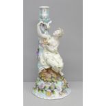 A German porcelain figural candlestick