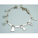 A Modernist Mexican 925 silver necklace, stamped H.L.