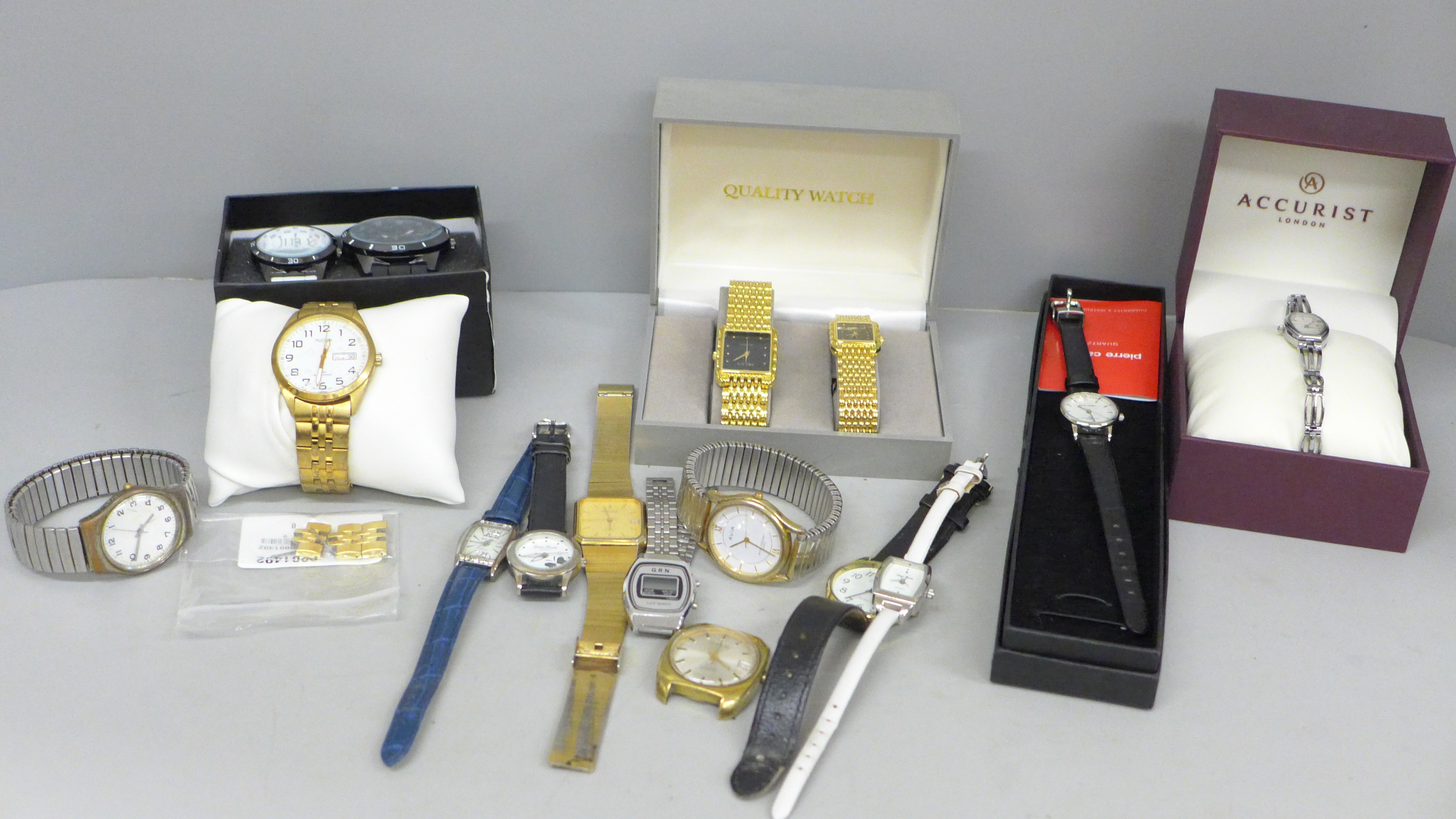 A collection of wristwatches, five boxed