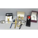 A collection of wristwatches, five boxed