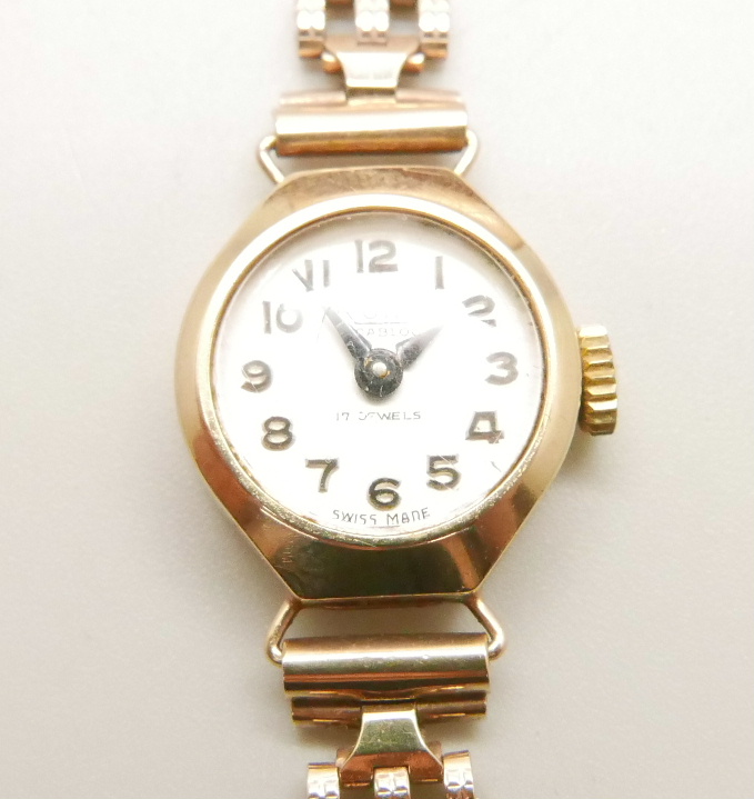 A lady's 9ct gold Rone wristwatch, on a later 9ct gold strap, with box and receipt, total weight - Image 3 of 3