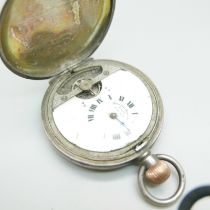 A silver cased Hebdomas 8 Days full-hunter pocket watch, (lacking inner bezel)
