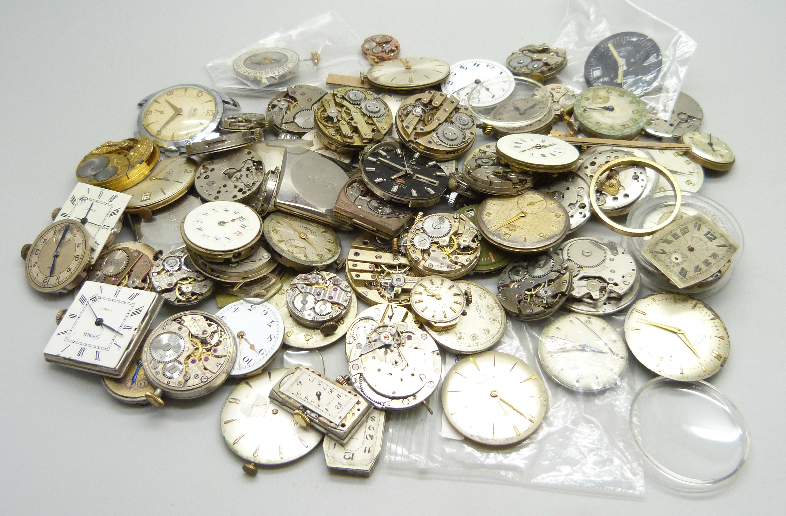A collection of wristwatch movements