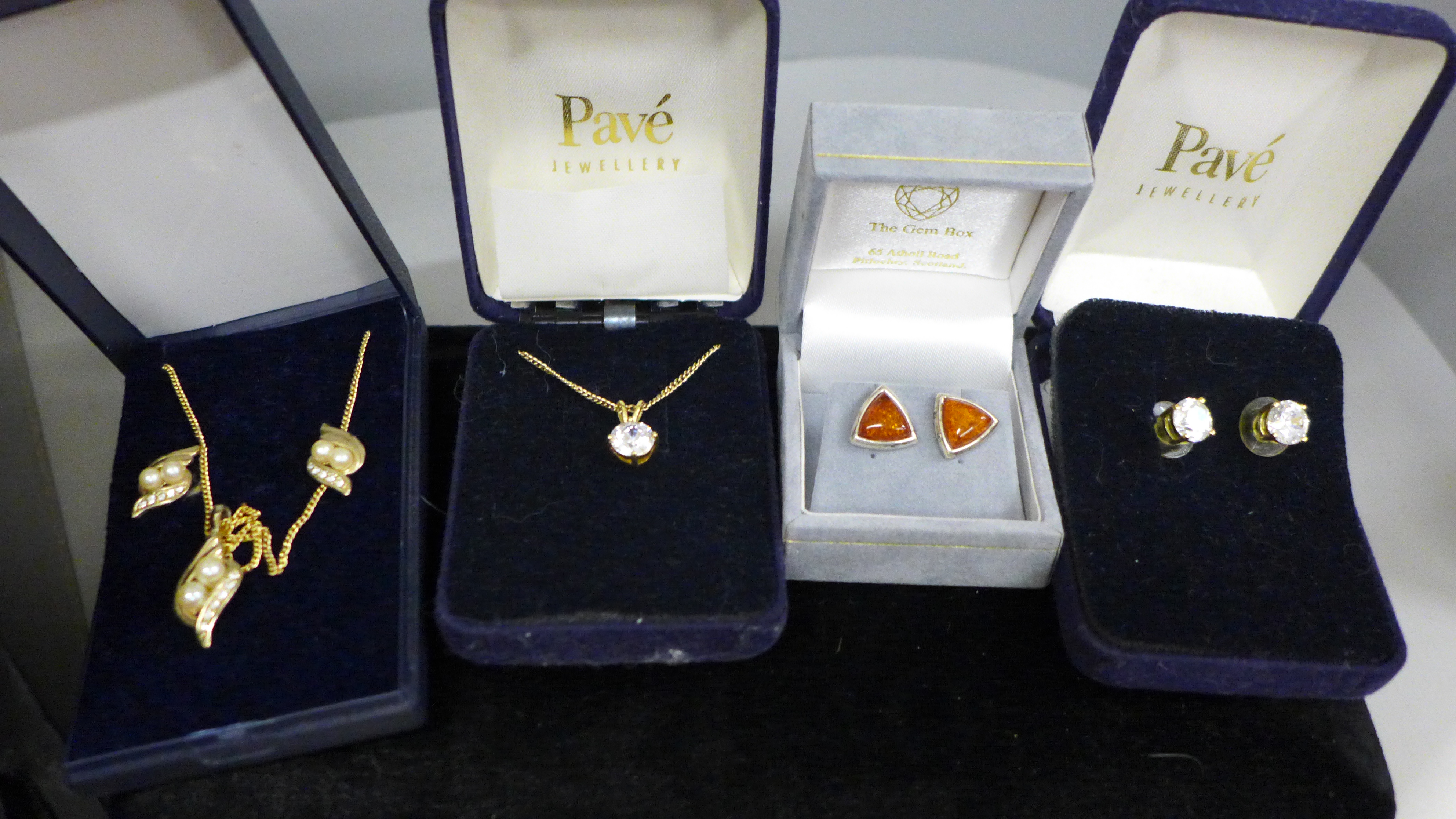 Costume jewellery including silver rings and earrings and a box of earrings, some pairs 9ct gold - Image 5 of 6