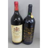 Two magnum bottles of red wine, Rives du Bisse Pinot-Noir and Posada del-Rey