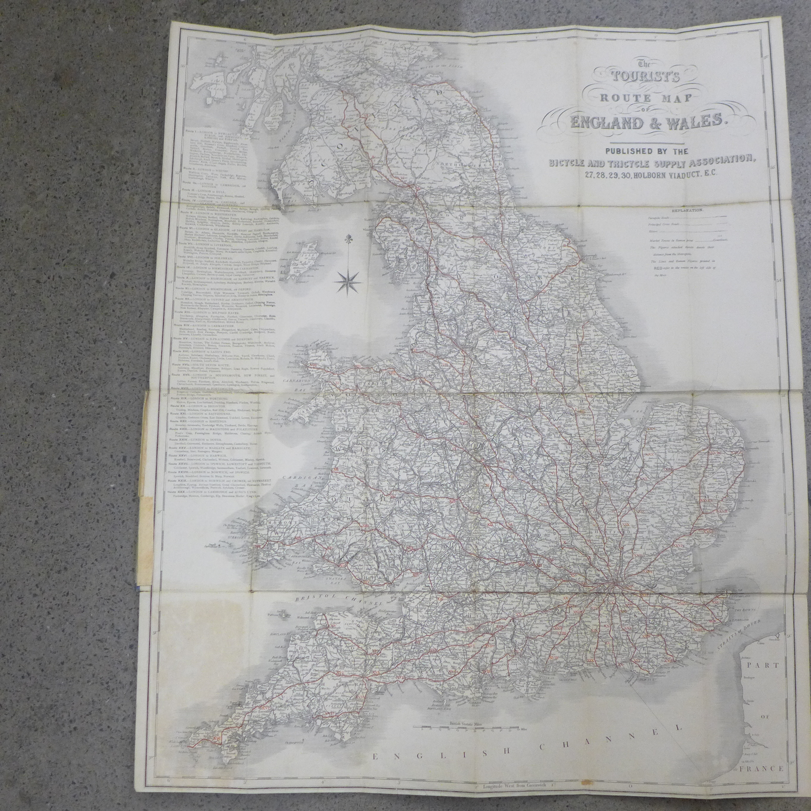 The Tourist's Route Map of England and Wales, Published by The Bicycle and Tricycle Supply - Image 3 of 7