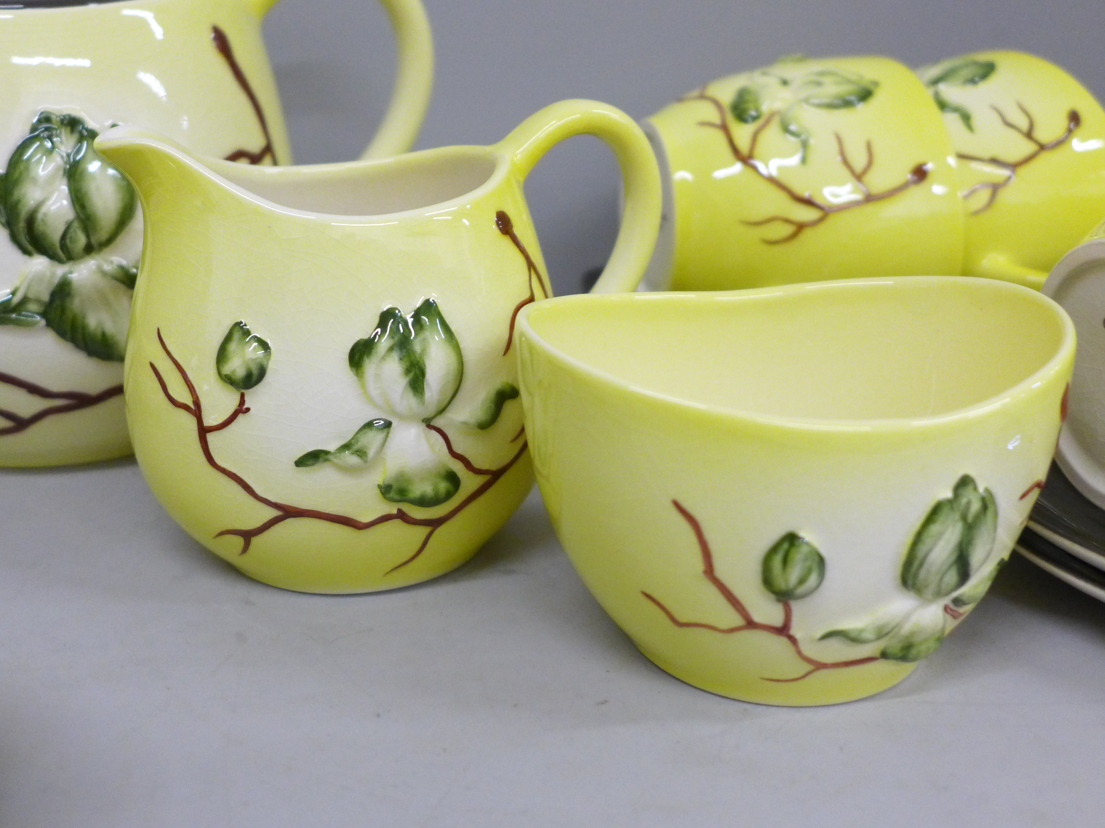 A Carlton Ware Magnolia pattern six setting tea set - Image 4 of 7