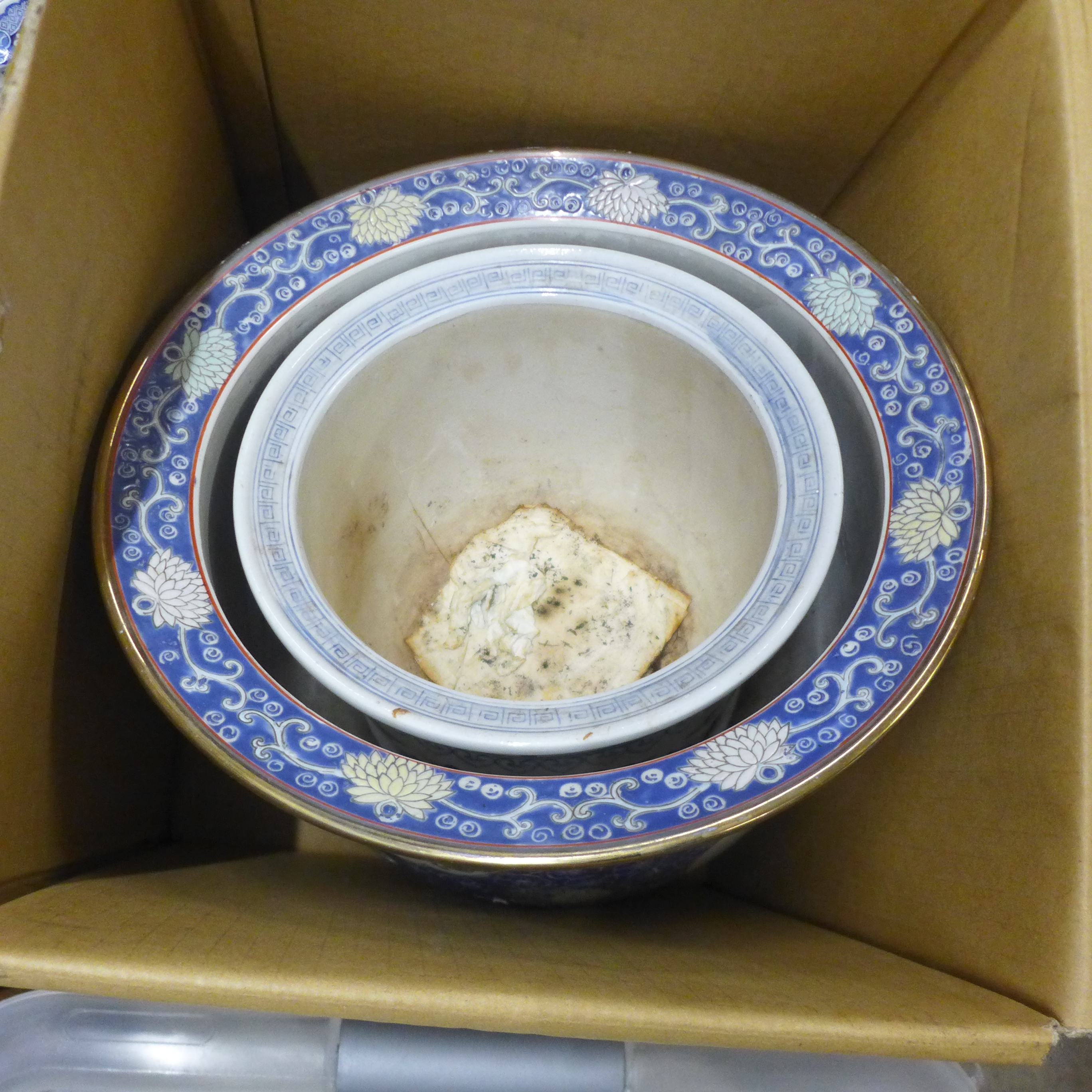 Four boxes of assorted china including blue and white, Chinese and other oriental **PLEASE NOTE THIS - Image 4 of 5