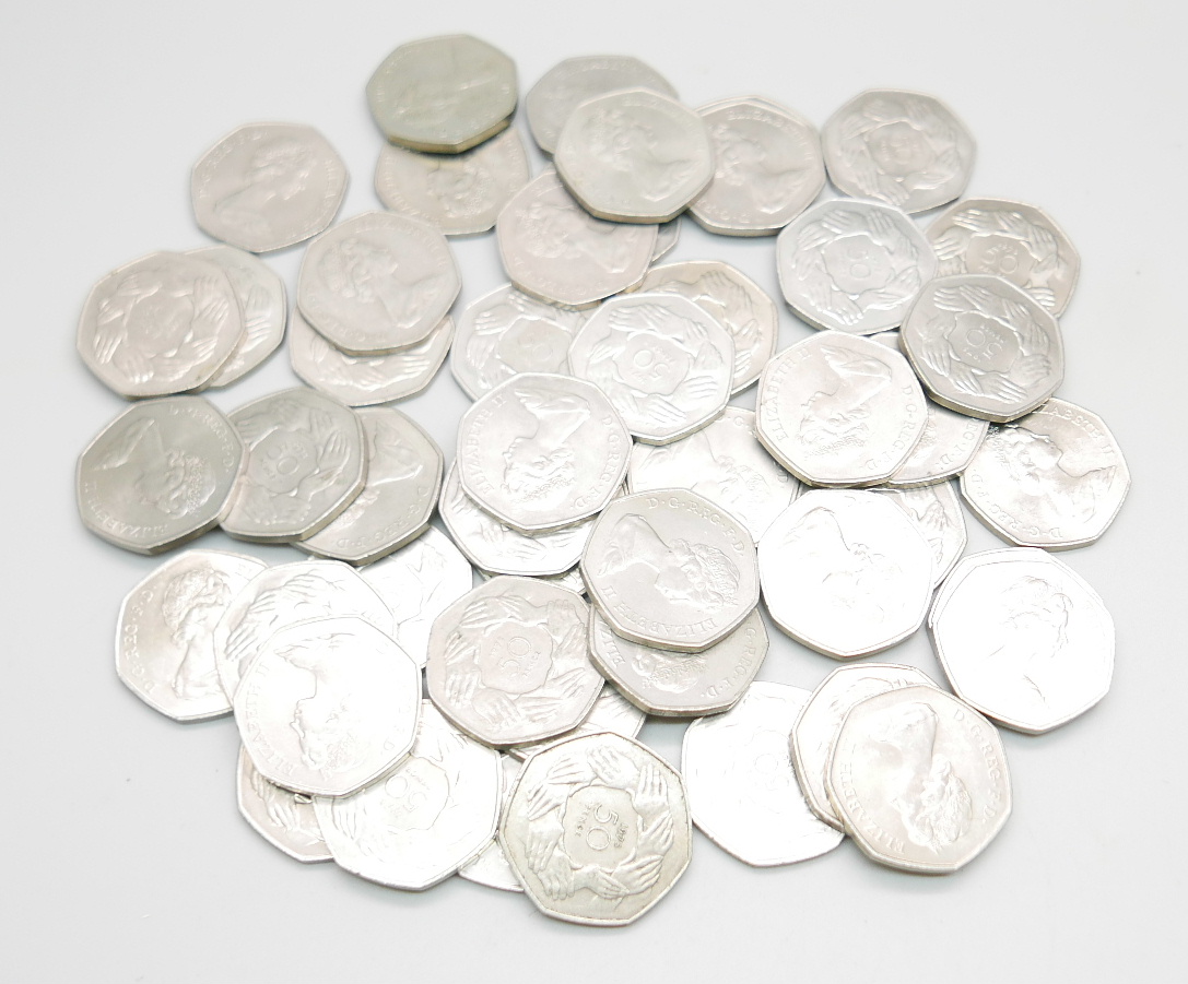 Fifty 1973 EEC 50p coins