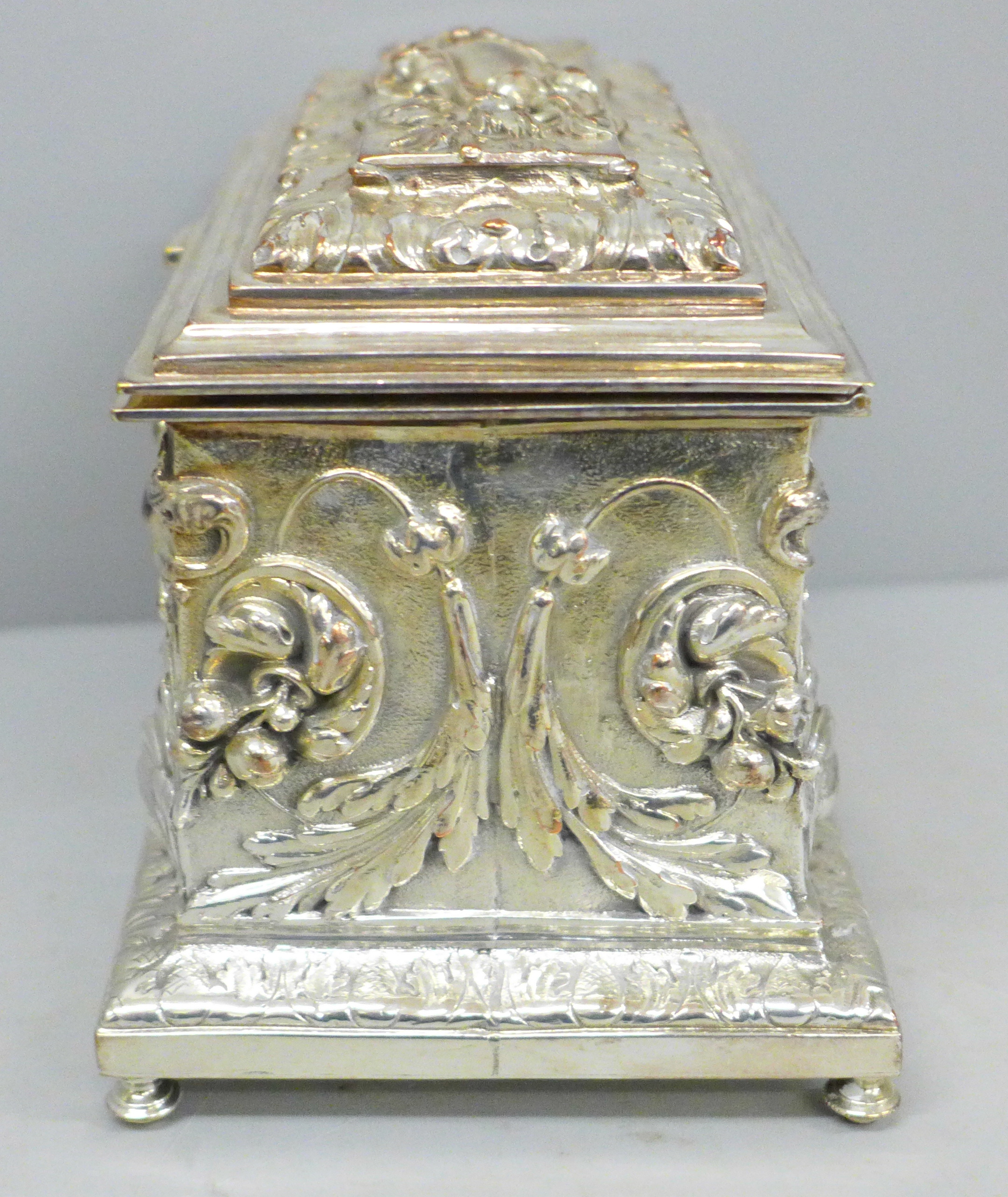 A Sheffield plate on copper jewellery casket, 16cm x 9.5cm - Image 4 of 9
