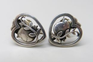 A pair of Georg Jenson earrings by Arno Malinowski, screw backs