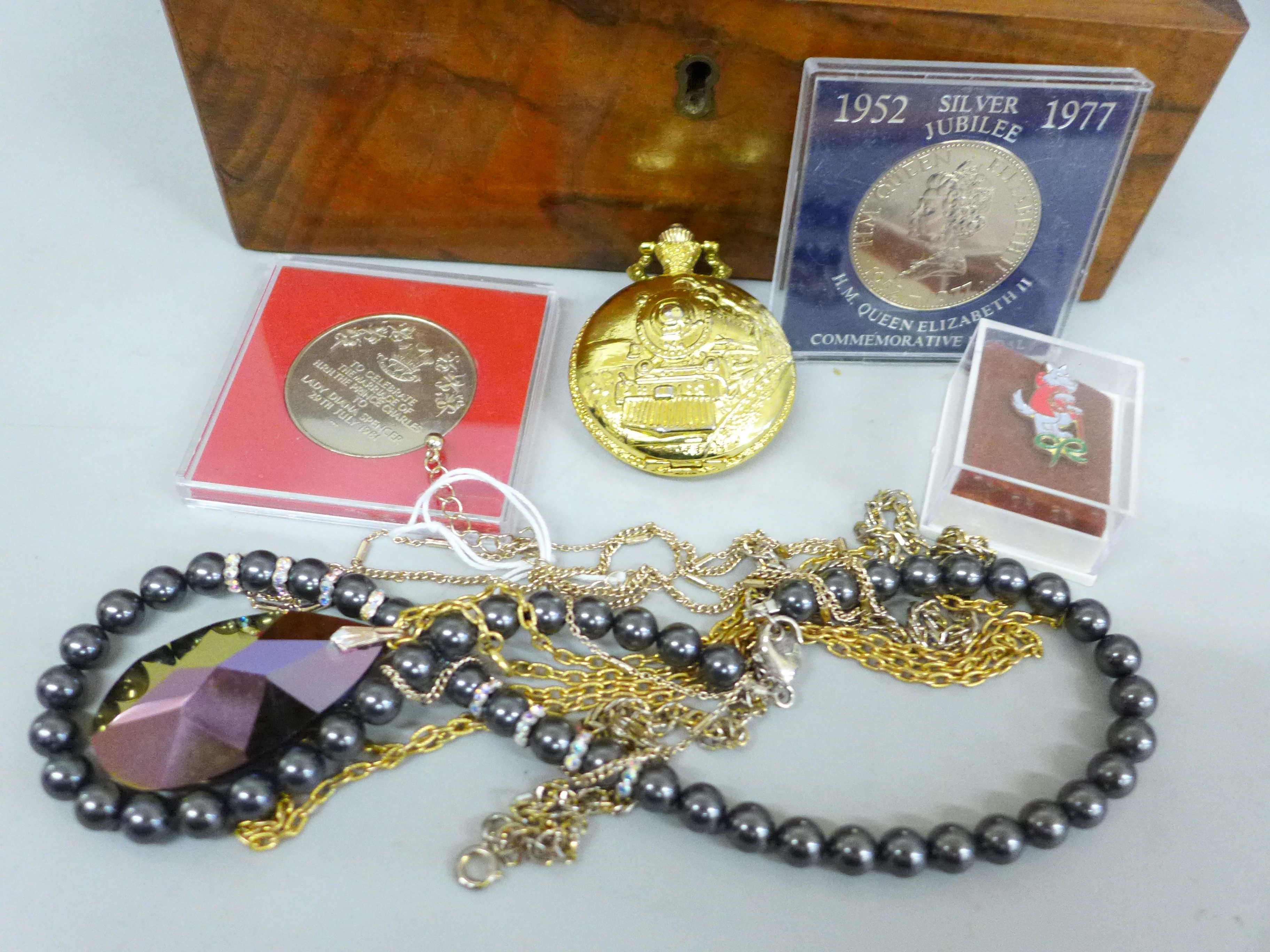 A collection of costume jewellery, cufflinks and commemorative crowns, etc. - Image 2 of 4