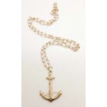 A 9ct gold anchor pendant on a 9ct gold chain, 5.2g, chain 51cm