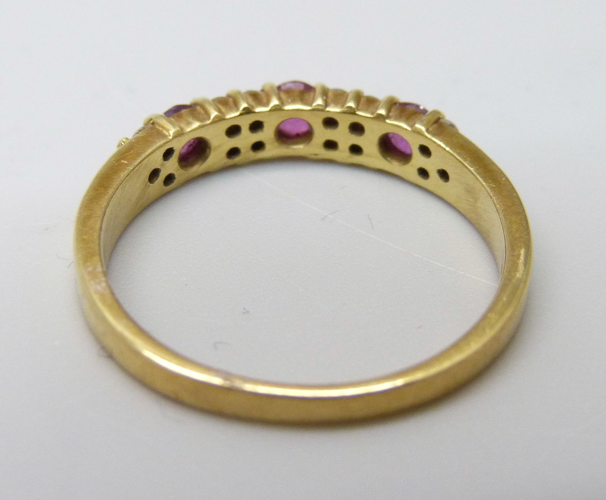 An 18ct gold, ruby and diamond ring, 2.9g, N - Image 3 of 3