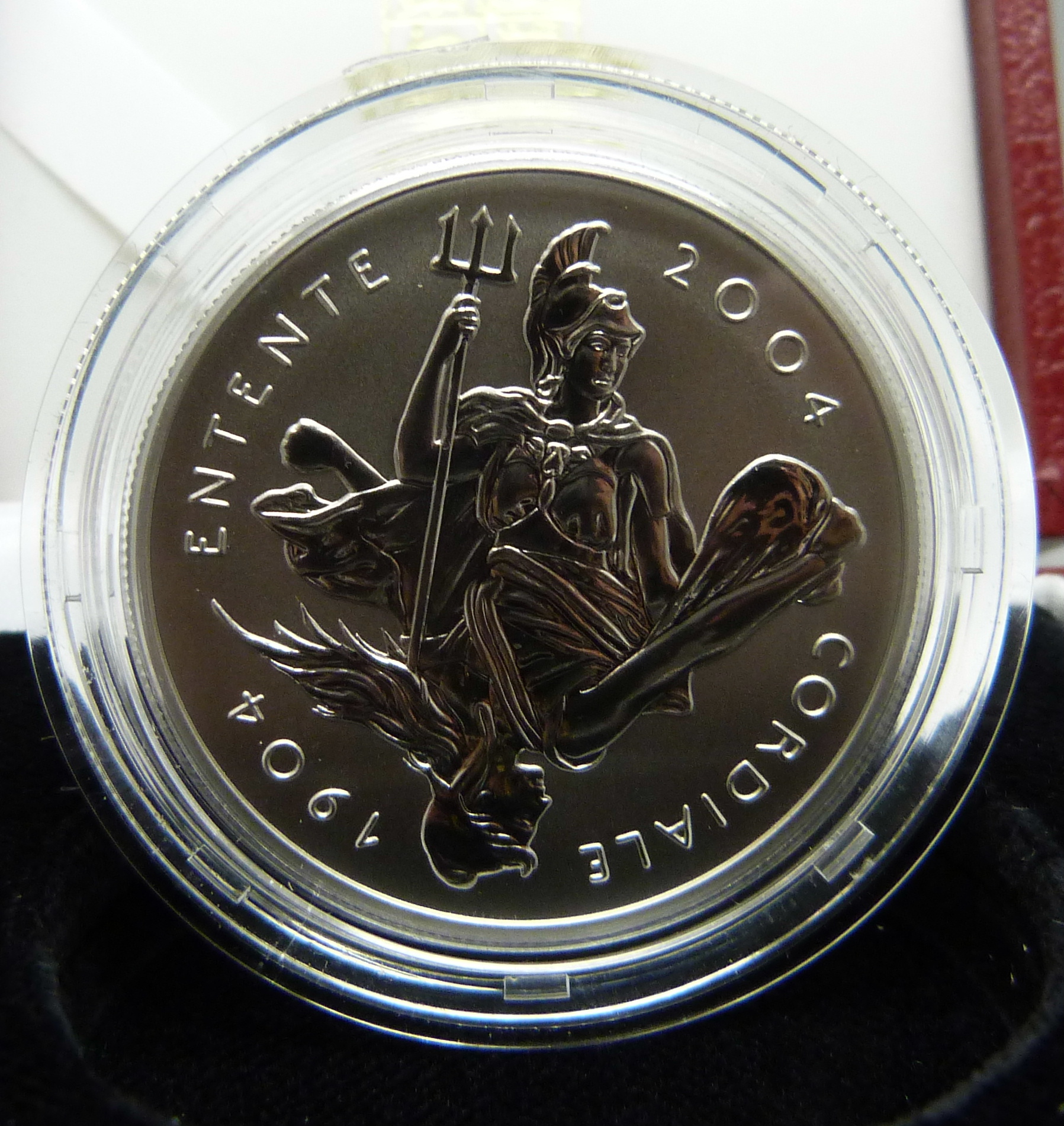 A Royal Mint 100th Anniversary of the Entente Cordiale Platinum Proof Piedfort Crown, No. 130, .9995 - Image 2 of 5